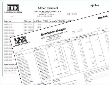 MAK Aandrijvingen, services: Customer specific stock control.