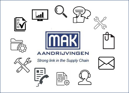 Vacature Commercieel medewerker binnendienst m⁄v (32-40 uur/week), MAK Aandrijvingen, sterke schakel in de Supply Chain. Kernwoorden: verwerking, afhandeling,
opvolging, vaardigheden, aanvraag, accountmanagers, leveranciers, inkoop, support, Contact, adviseren, uitvoeren, maatwerk, beoordelen, voorraad,
monitoren, anticiperen, reclamaties, werktuigbouw, commerciële, ERP, software, MS office, programma