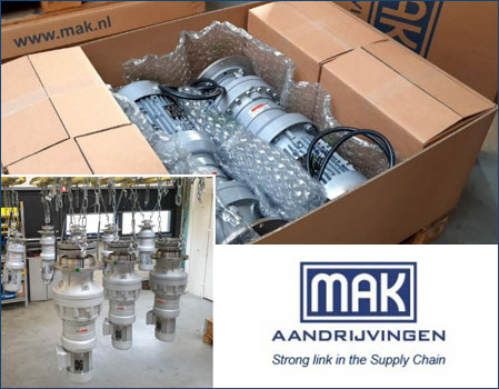 Cooperation Customer-specific drive between specialists and partners from Italy (CARPANELLI MOTORI ELETTRICI and Chiaravalli). A planetary gearbox from Chiaravalli together with a 5.5 kW 3 phase UL electric motor from Carpanelli.